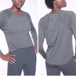 Athleta Topanga Mesh Back Long Sleeve Top in Gray